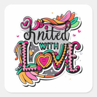 Adesivo Quadrado Com o Love Sticker - Affecção feita à mão para