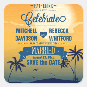 Adesivo Quadrado Coma a bebida n comemoram economias do por do sol