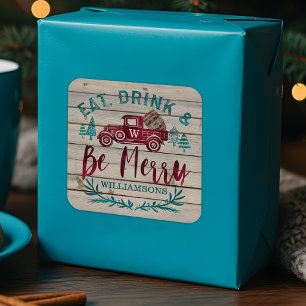 Adesivo Quadrado Coma a bebida & seja tambor de vinho vermelho