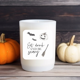 Adesivo Quadrado Coma Bebida E Seja Assustador   Feliz Dia das Brux