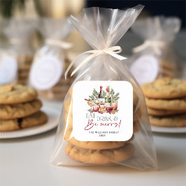 Adesivo Quadrado Coma Bebida e Seja Feliz Feriado de Natal