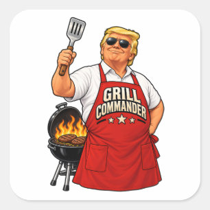 Adesivo Quadrado Comandante Churrasco BBQ