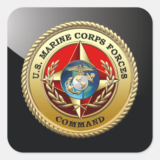 Adesivo Quadrado Comando das Forças Armadas dos EUA (MARFORCOM) [3D (Frente)