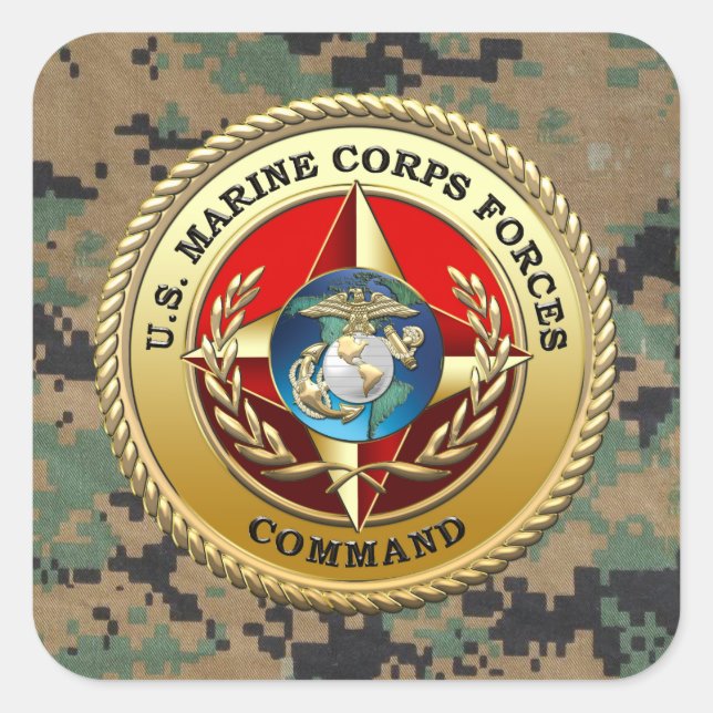 Adesivo Quadrado Comando das Forças Armadas dos EUA (MARFORCOM) [3D (Frente)