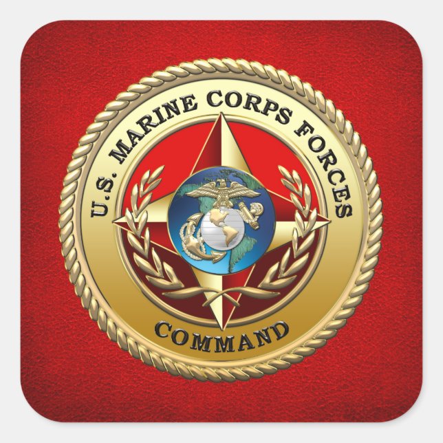 Adesivo Quadrado Comando das Forças Armadas dos EUA (MARFORCOM) [3D (Frente)