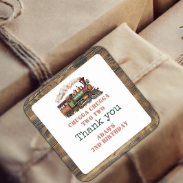 Adesivo Quadrado Comboio 2º segundo aniversário Chugga Chugga Dois