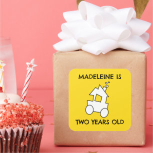 Adesivo Quadrado Comboio para o Segundo Aniversário