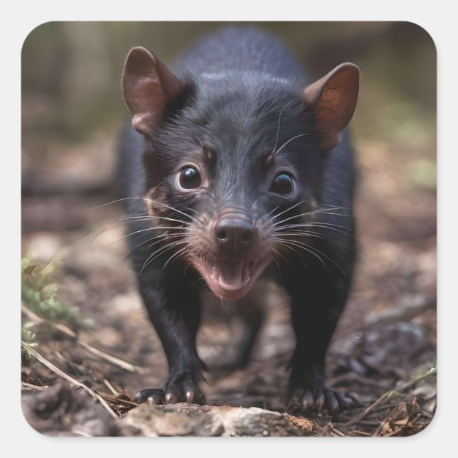 Adesivo Quadrado Começos Selvagens: O Jovem Diabo Tasmânico (Frente)