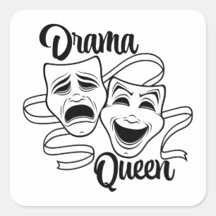 Adesivo Quadrado Comédia E Teatro Tragédia Máscara O Drama Rainha N