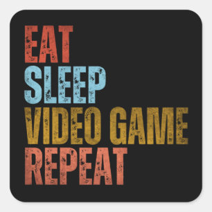 ADESIVO QUADRADO COMER DORMIR JOGO DE VÍDEO REPETIR