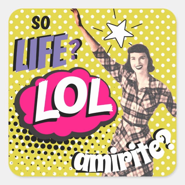 Adesivo Quadrado Comic Book Pop Art Retro Lady Funny (Frente)