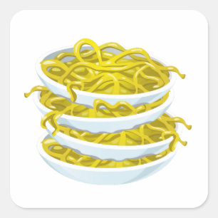 Adesivo Quadrado Comida brilhante macarrão picante