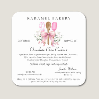 Adesivo Quadrado Comida de Cotage Label Utensls Cozinhar