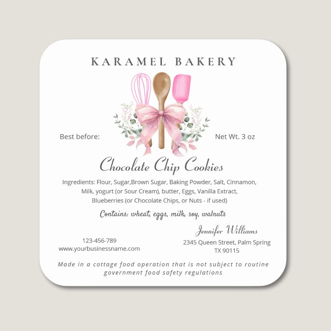 Adesivo Quadrado Comida de Cotage Label Utensls Cozinhar (Criador carregado)