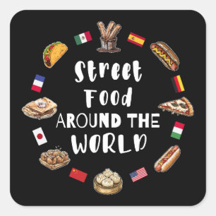 Adesivo Quadrado Comida de rua em todo o mundo