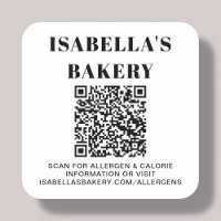Comida Informações sobre alergia Caloria Código QR