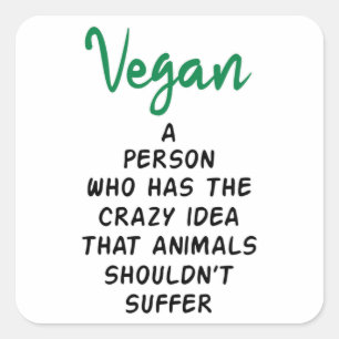 Adesivo Quadrado Comida Vegan Vegetarian Veggie Animal Gift