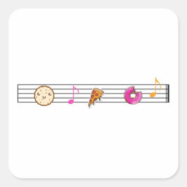 Adesivo Quadrado Comidas E Notas De Música Engraçadas