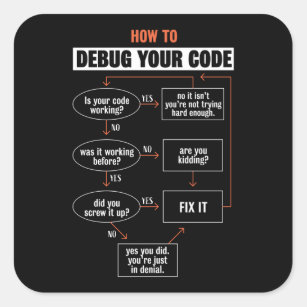 Adesivo Quadrado Como depurar seu código - Presente do programador