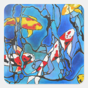 Adesivo Quadrado "Como um raio" pintura da arte dos peixes de Koi!