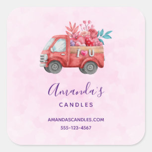 Adesivo Quadrado Companhia de Carregando de Caminhão de Amor Cora