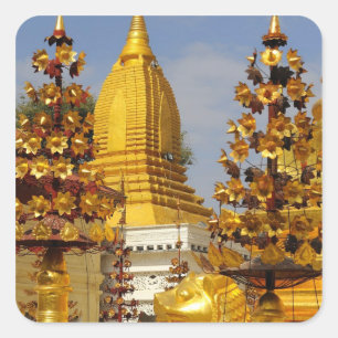 Adesivo Quadrado complexo da Pagode Shwe Zigon em Bagan (Pagan),