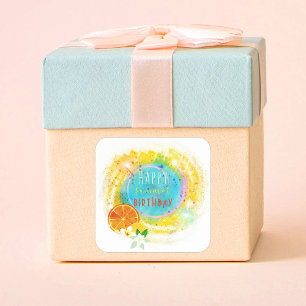 Adesivo Quadrado Composição de Verão Exótica Tropical Personalizada