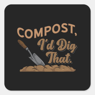 Adesivo Quadrado Compostagem de jardinagem