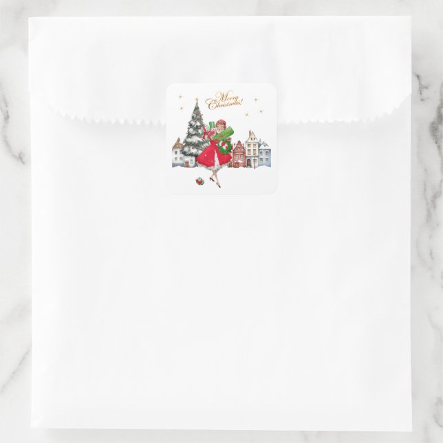 Adesivo Quadrado compra de Natal de 1950 (Bolsa)