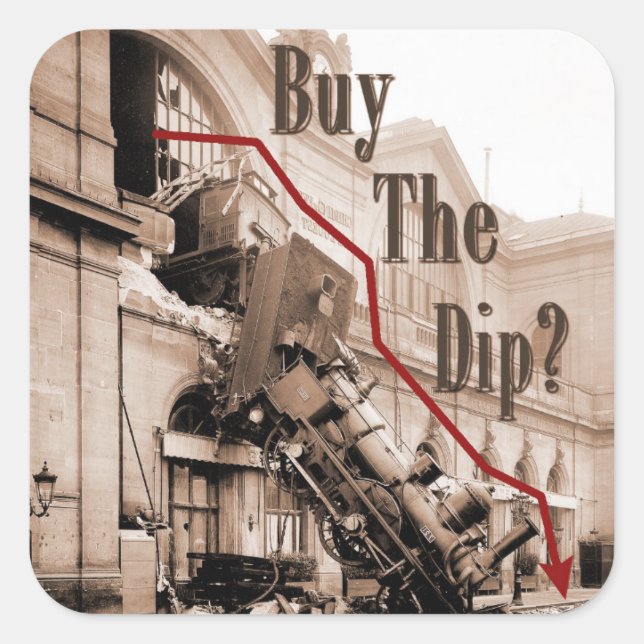 Adesivo Quadrado Comprar O Humor Do Mercado De Ações Dip (Frente)