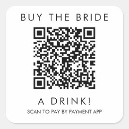 Adesivo Quadrado Comprar um Drink para a Noiva QR Sticker
