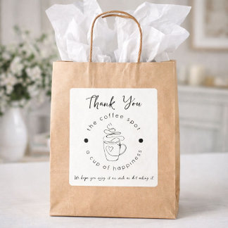 Adesivo Quadrado Compro de Café Personalizado Adicione Seu Logotipo