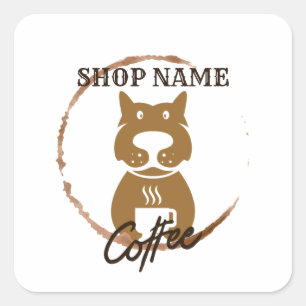 Adesivo Quadrado Compro de Café Simples Moderno de Cachorro