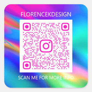 Adesivo Quadrado Compro de logotipo QR personalizado cor-de-rosa ho