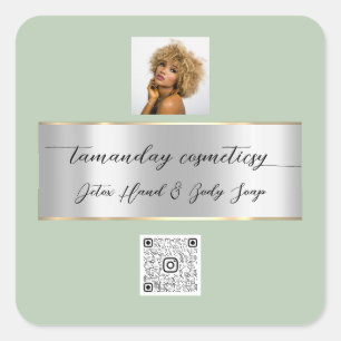 Adesivo Quadrado Compro online Boutique Logotipo verde do Código QR