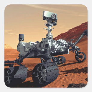 Adesivo Quadrado Conceito Artístico do Rover de Marte Curiosity da 