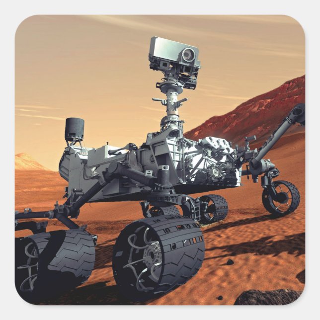 Adesivo Quadrado Conceito de Artista de Rover da Curiosidade da NAS (Frente)