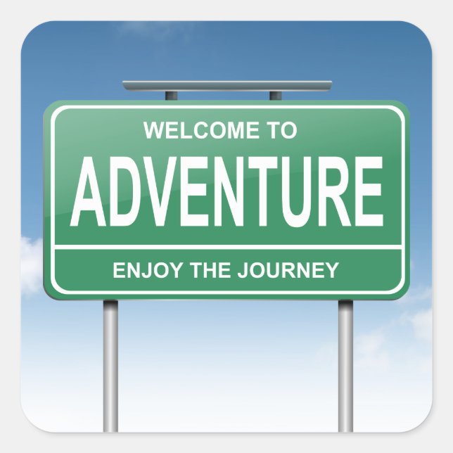 Adesivo Quadrado Conceito de aventura. (Frente)