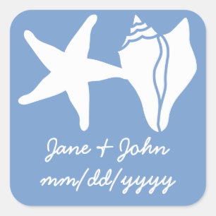 Adesivo Quadrado Conchas de Verão em Periwinkle Sticker