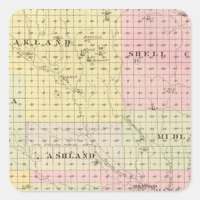 Adesivo Quadrado Condado de Boone, Nebraska (Frente)
