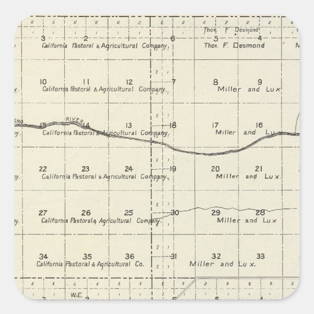 Adesivo Quadrado Condado de Madera, Califórnia (Frente)