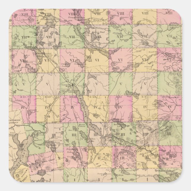 Adesivo Quadrado Condado de Piscataquis, Maine (Frente)