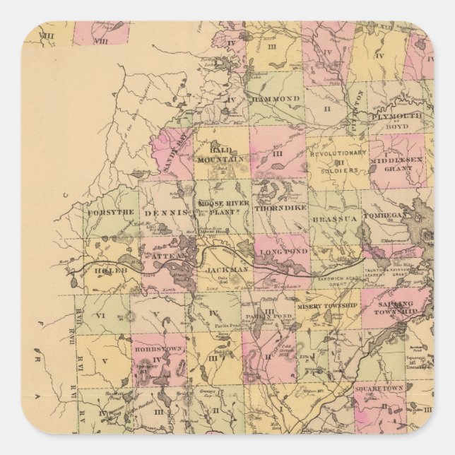 Adesivo Quadrado Condado de Somerset, Maine (Frente)