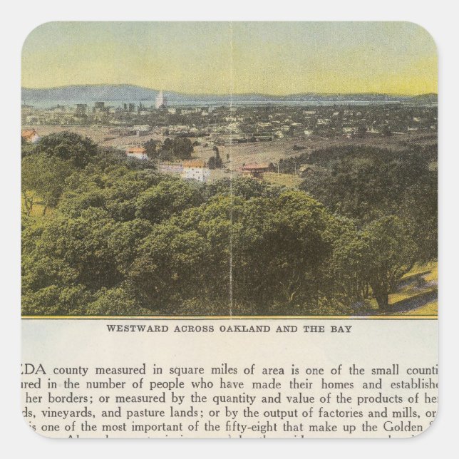 Adesivo Quadrado Condado de Verso Alameda, Oakland e Bay (Frente)