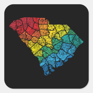 Adesivo Quadrado condados da cor de South Carolina