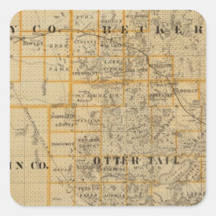 Adesivo Quadrado Condados de Clay, Wilkin, Becker, Minnesota