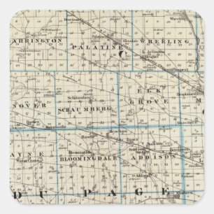 Adesivo Quadrado Condados de Kane, de Du Página, e de quase todo o