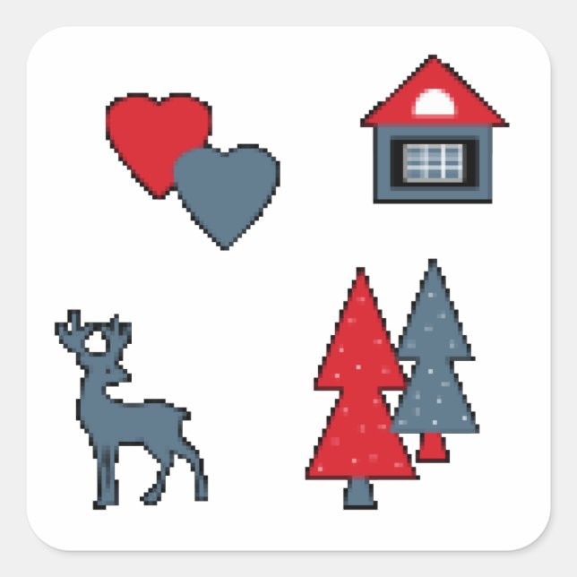 Adesivo Quadrado Condecorações de Natal , presente , decoração , gr (Frente)