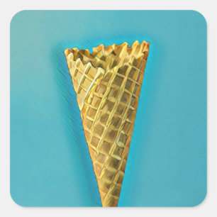Adesivo Quadrado Cone de waffle para amantes de sorvetes