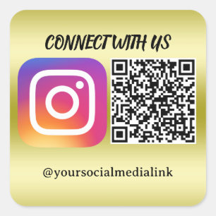 Adesivo Quadrado Conectar-se conosco: Website e Instagram QR Code S